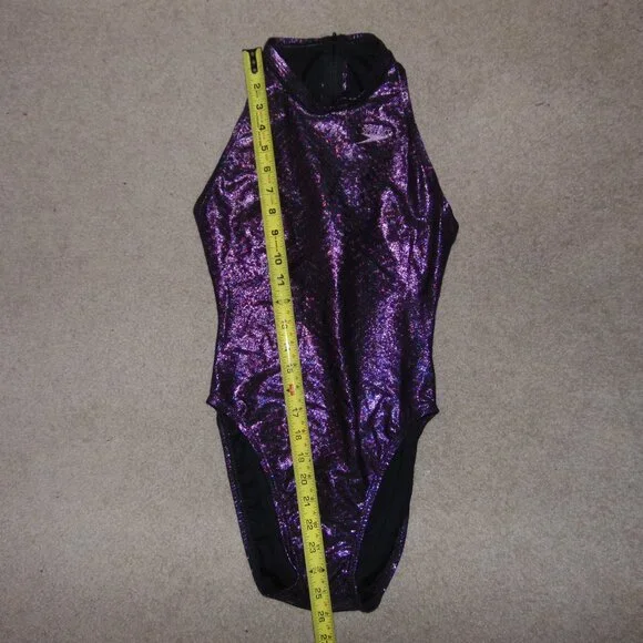 Speedo Sparkley Purple Zip Swimsuit 34 - Picture 7 of 8